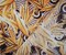 Purple-Yellow-Multi Abstract Whirl Leaf Pattern Printed Linen Woven Fabric By the Yard